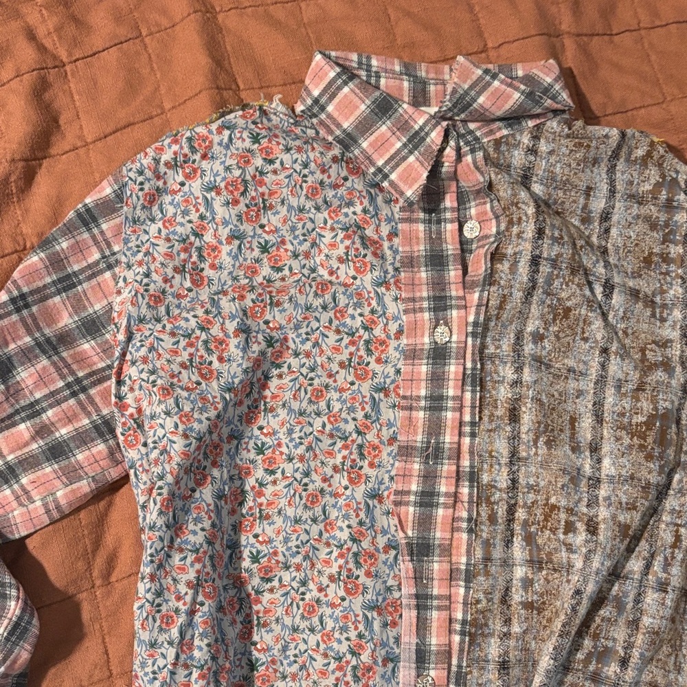 POL Multicolor Patchwork Button-Up Shirt